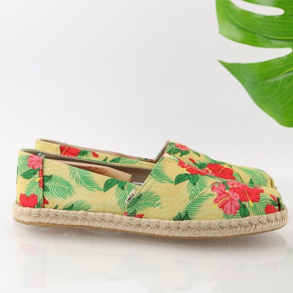 Toms Women's Alpargata Classic Shoe Size 10 Floral Yellow Red Green Flat Slip On - Picture 5 of 13